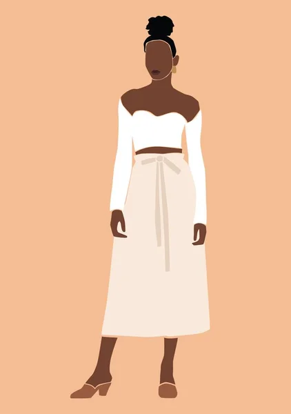 Ilustração Vetorial Mulher Americana Africana Moda — Vetor de Stock