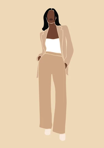 Illustrazione Vettoriale Della Donna Afroamericana Alla Moda — Vettoriale Stock