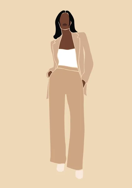 Vector Ilustración Mujer Afroamericana Moda — Vector de stock