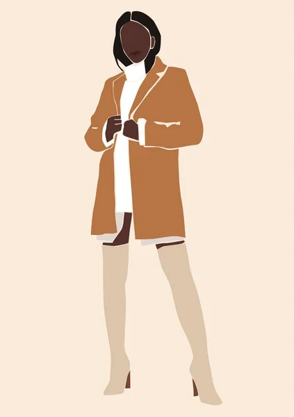 Illustrazione Vettoriale Della Donna Afroamericana Alla Moda — Vettoriale Stock