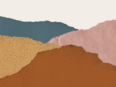 Metin için boş kopya alanı olan kağıt parçalı karton, tasarım arka planı 