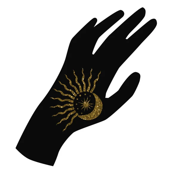 Γυναικείο Χέρι Χρυσό Τατουάζ Ουράνιο Χέρι — Φωτογραφία Αρχείου