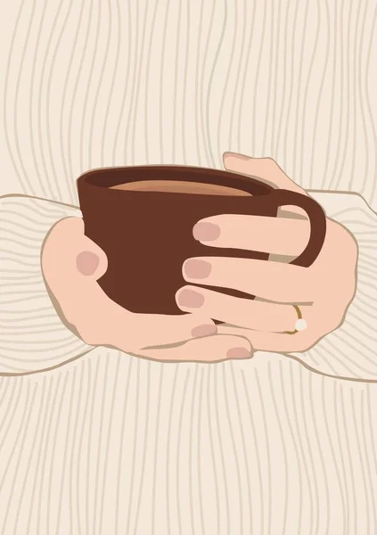 Illustration Händer Som Håller Kopp Varmt Kaffe — Stockfoto