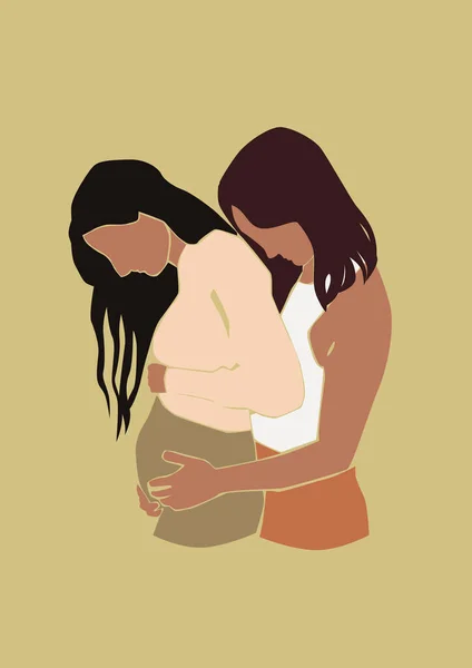 Illustratie Van Een Paar Van Twee Vrouwen Wachten Een Baby — Stockfoto