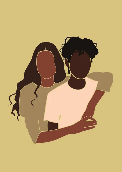 Illustration Eines Paares Von Zwei Frauen — Stockfoto