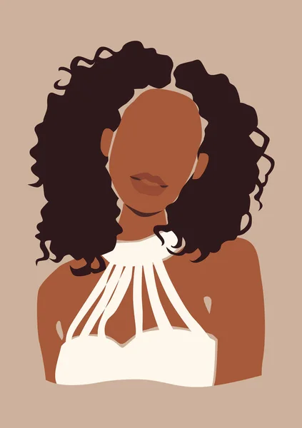 Latin kadın vektör portresi. Beyaz tişörtlü siyah kız..