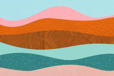 Renkli dalgalı çizgili soyut arkaplan, renkli kağıt kesim biçimi