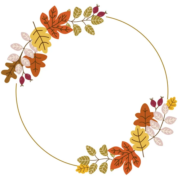 Rahmen Mit Herbstblättern Und Beeren — Stockfoto