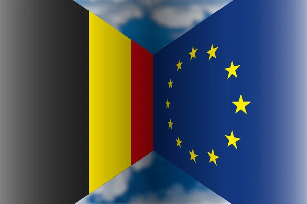 Belgische und europäische Flaggen — Stockvektor