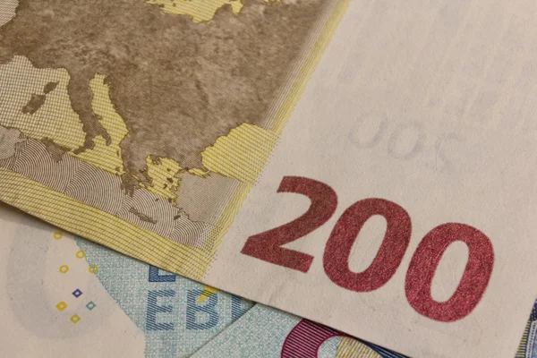 Frankfurt, Németország, 2003, körülbelül évente 200 euró bankjegy részletek — Stock Fotó
