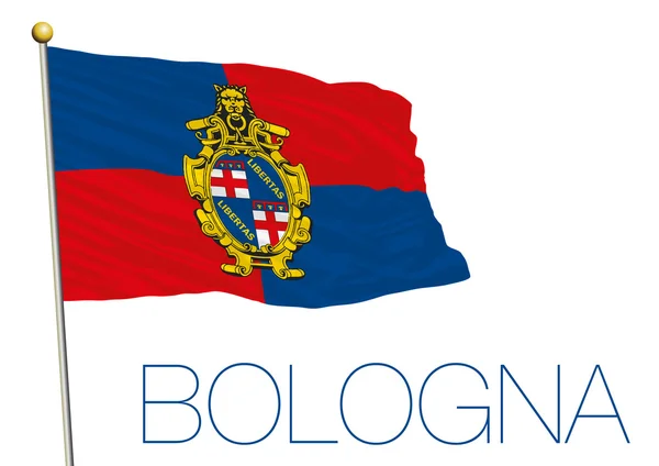 Bologna city flag with coat of arms, italy — Stock Vector