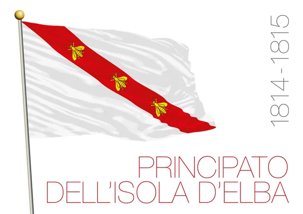 Vorstendom van de historische vlag van eiland Elba, Italië — Stockvector