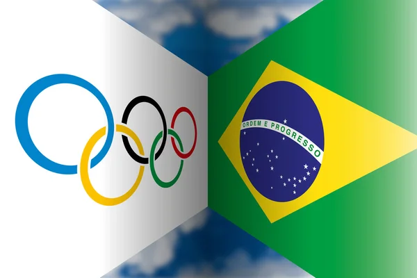 Bandiere olimpiche e brasiliane — Vettoriale Stock