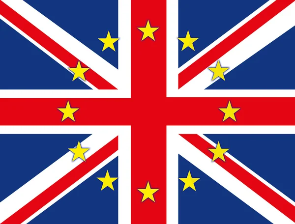 Brexit, brittiska och Europeiska flagga smält, grafisk utarbetandet — Stockfoto