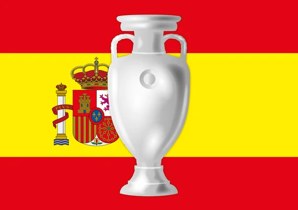 Spanish flag with european footbal cup — Stock Vector