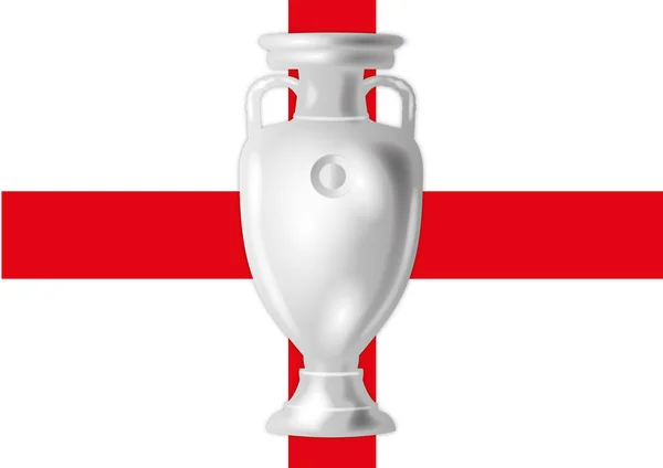 Bandera inglesa con copa de fútbol europea — Vector de stock