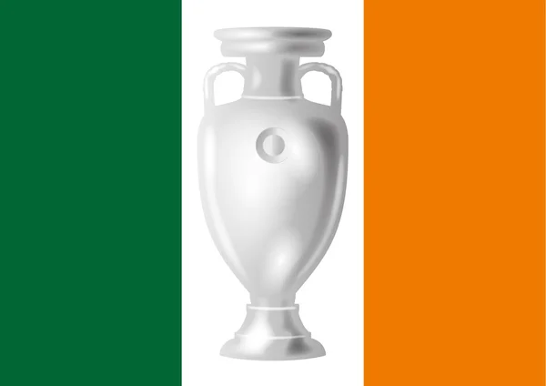 Irische Fahne mit europäischem Fußballpokal — Stockvektor