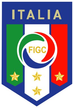 Roma, İtalya, yıl 2016 - FIGC bayrak ve sembol italyan futbol takımının Avrupa Şampiyonası üzerinde