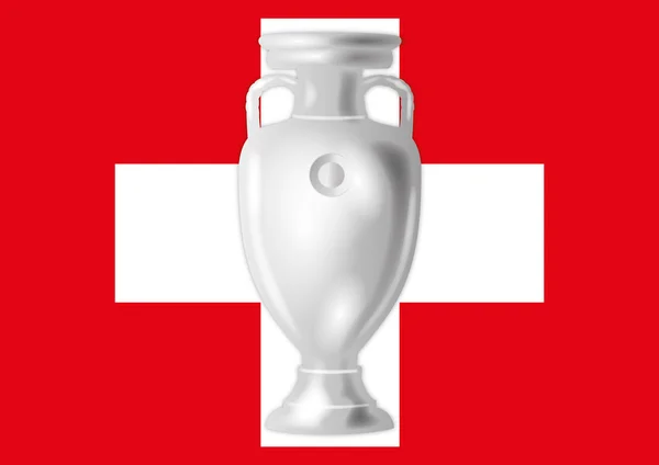 Swiss republic flag with european footbal cup — Stock Vector