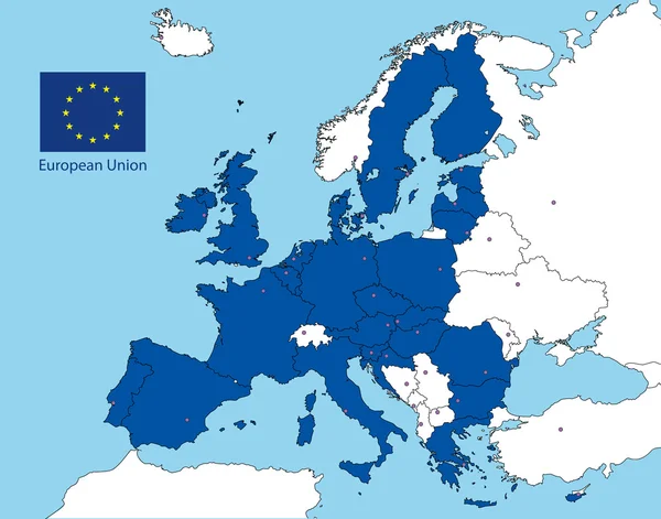Mapa de los países de la Unión Europea — Vector de stock