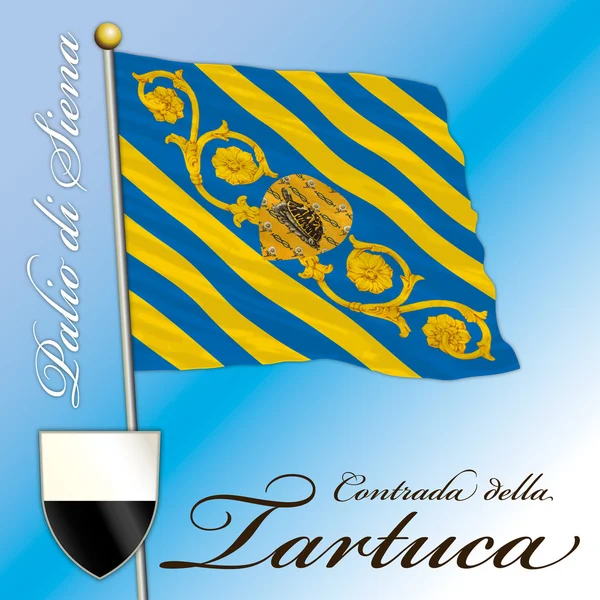 Tortuca contrada Flagge, Palio von Siena, Italien — Stockvektor