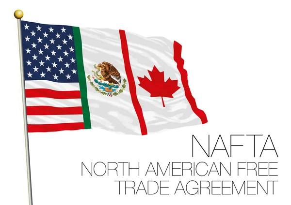 NAFTA, συμφωνία ελεύθερων συναλλαγών Βόρειας Αμερικής σημαία — Διανυσματικό Αρχείο