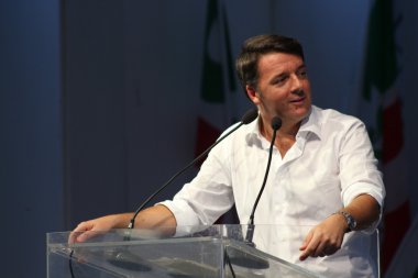 Modena, İtalya, Eylül, 2016: Matteo Renzi, kamu siyaseti konferansı Demokrat Parti Kongresi