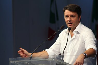 Modena, İtalya, Eylül, 2016: Matteo Renzi, kamu siyaseti konferansı Demokrat Parti Kongresi