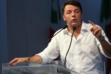 Modena, İtalya, Eylül, 2016: Matteo Renzi, kamu siyaseti konferansı Demokrat Parti Kongresi