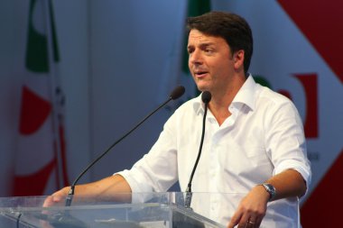 Modena, İtalya, Eylül, 2016: Matteo Renzi, kamu siyaseti konferansı Demokrat Parti Kongresi