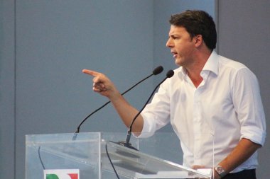 Modena, İtalya, Eylül, 2016: Matteo Renzi, kamu siyaseti konferansı Demokrat Parti Kongresi