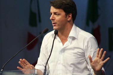 Modena, İtalya, Eylül, 2016: Matteo Renzi, kamu siyaseti konferansı Demokrat Parti Kongresi