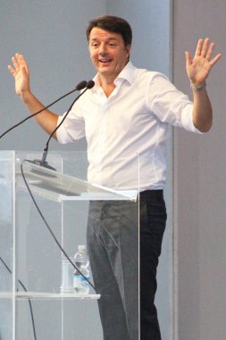 Modena, İtalya, Eylül, 2016: Matteo Renzi, kamu siyaseti konferansı Demokrat Parti Kongresi