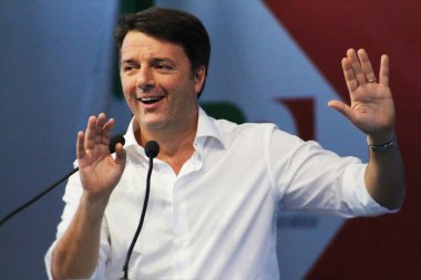 Modena, İtalya, Eylül, 2016: Matteo Renzi, kamu siyaseti konferansı Demokrat Parti Kongresi