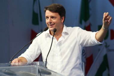 Modena, İtalya, Eylül, 2016: Matteo Renzi, kamu siyaseti konferansı Demokrat Parti Kongresi