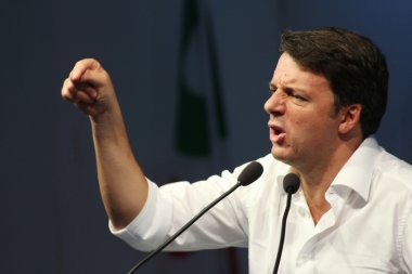 Modena, İtalya, Eylül, 2016: Matteo Renzi, kamu siyaseti konferansı Demokrat Parti Kongresi