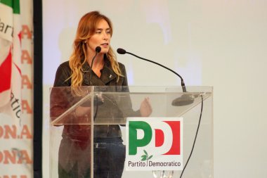 Modena, İtalya, Eylül, 2016: Maria Elena Boschi, kamu politika konferans Demokrat Parti Kongre