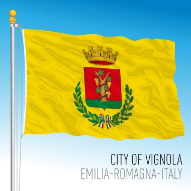Vignola şehir bayrağı, Emilia Romagna, İtalya, vektör illüstrasyonu