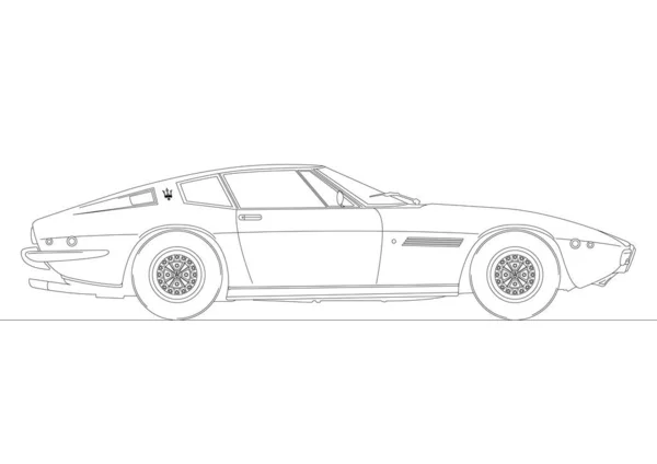 Mothe Italië Jaar 1967 Gestileerde Tekening Van Maserati Ghibli Uit — Stockvector