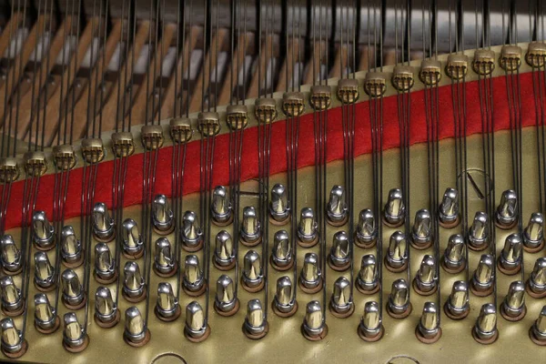 Klaviersaiten Detail Musikinstrument Nahaufnahme — Stockfoto