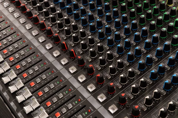 Botões Botões Para Ajustar Misturador Para Processamento Música Som — Fotografia de Stock