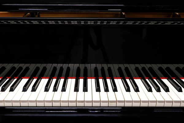 Negro Piano Cola Para Música Clásica Detalle — Foto de Stock