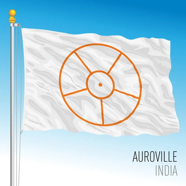 Auroville Flagga Indiska Gemenskapen Indien Vektor Illustration — Stock vektor