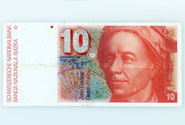 İsviçre, 10 frank banknot İsviçre Merkez Bankası, 1976, 1995 Euler 'in portresi, astronom, editör