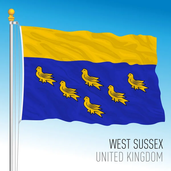 Wesy Sussex County Flag Regno Unito Illustrazione Vettoriale — Vettoriale Stock