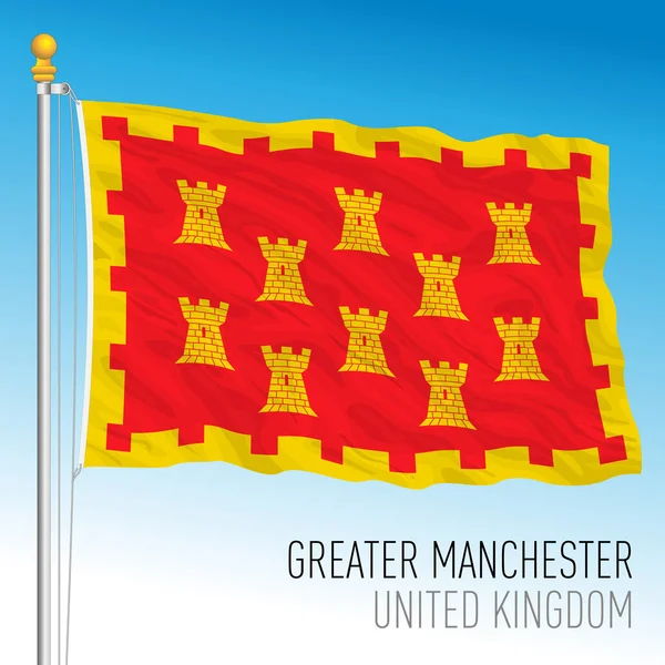 Flagge Des Großraums Manchester Großbritannien Vektorillustration — Stockvektor
