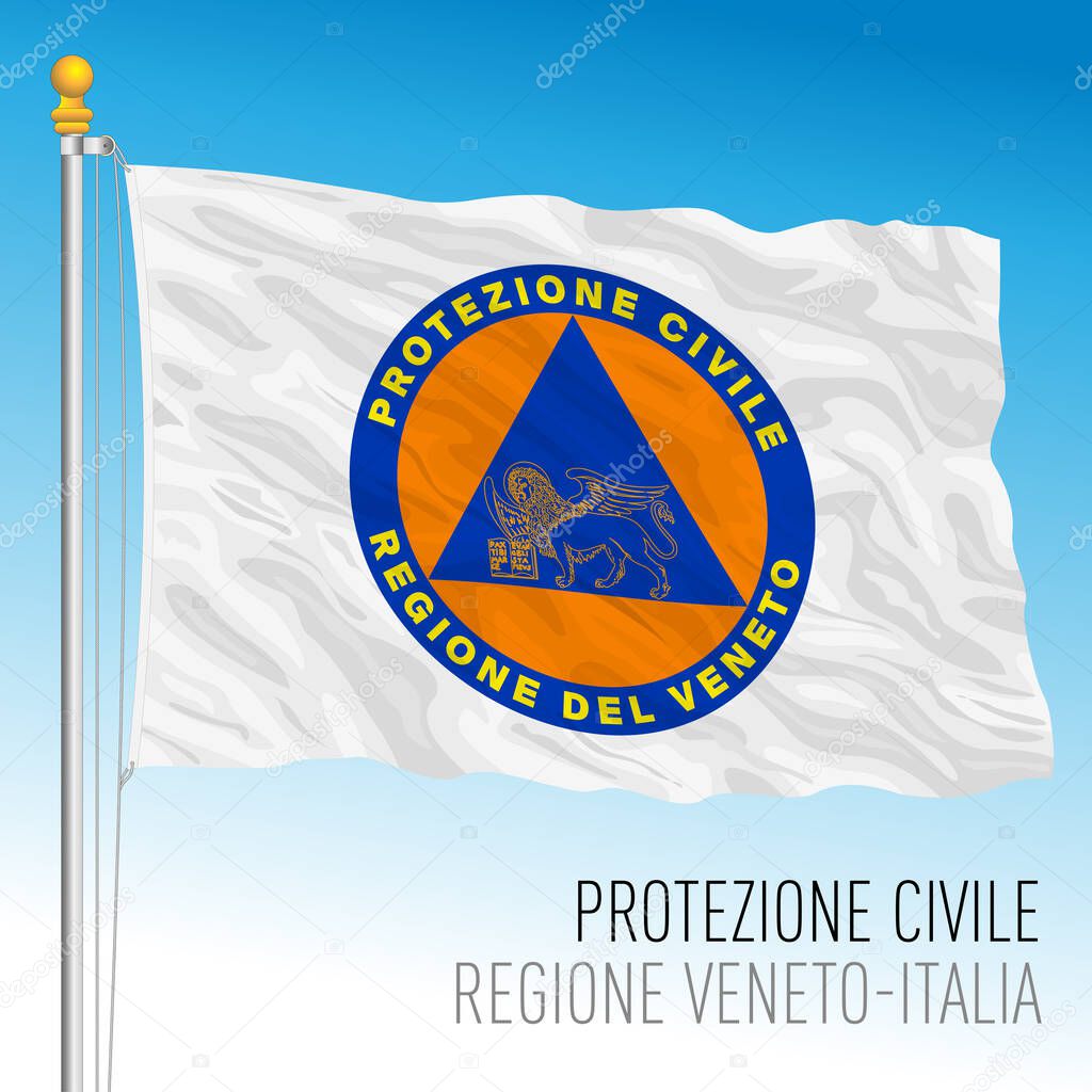 Civil Protection flag of Veneto, public assistance organization, Veneto Region, Italy, vector illustration