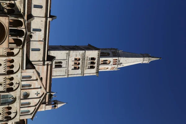 Ghirlandina Historischer Turm Mit Kathedrale Detail Modena Italien Unesco Welterbe — Stockfoto