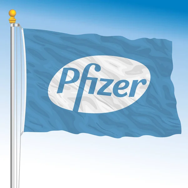 Drapeau Industrie Pfizer Avec Logo Éditorial Illustration Vectorielle — Image vectorielle