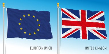 European Union and United Kingdom flags, vector illustration clipart